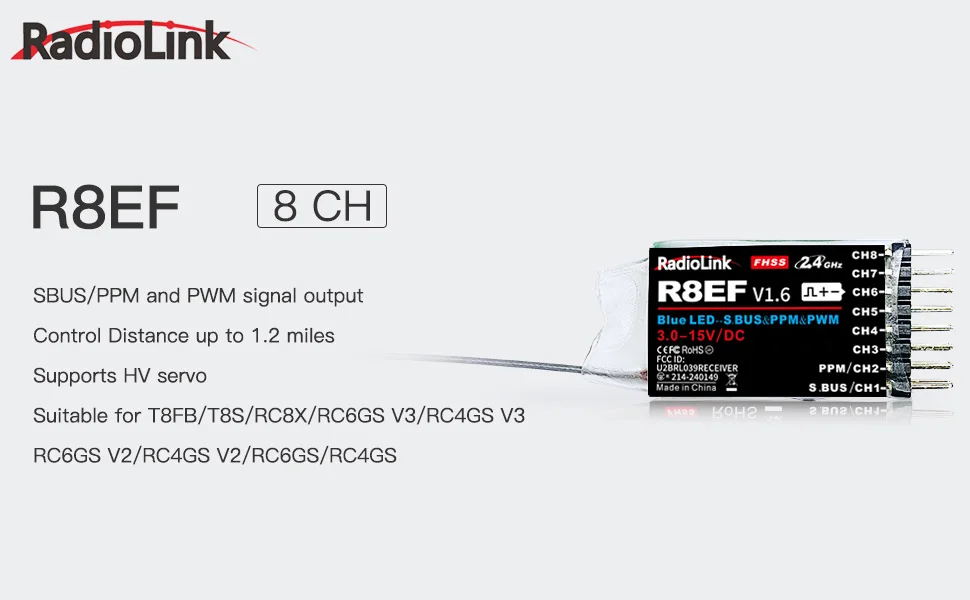 Receiver Sbus 8Ch - Ricevitore Radiolink R8EF 2.4G a 8